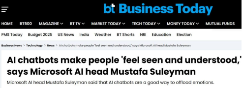 微软AI负责人称聊天机器人正成为情感支持新工具，但具有依赖风险