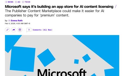 微软推出AI内容授权平台，雅虎等门户网站率先参与